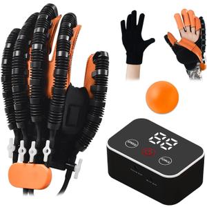 Rehabilitation Robot Gloves for Stroke Recovery Hemiplegia Finger Hand Function Rehabilitation Therapy Arthriti Glove (Right Hand, L) (Orange)
