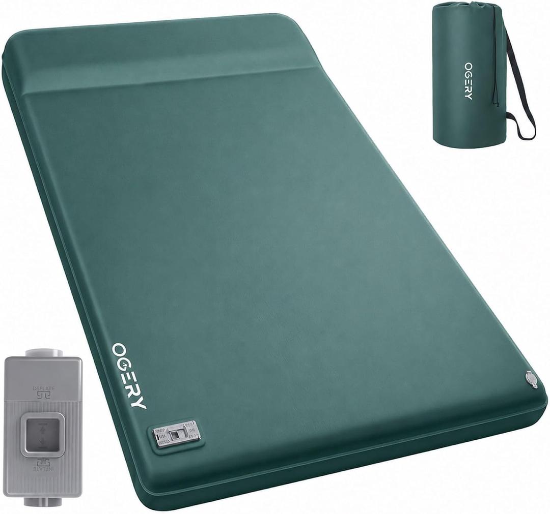 OGERY 3.15" Memory Foam Sleeping Pad, Self-Inflating with Electric Pump, Full