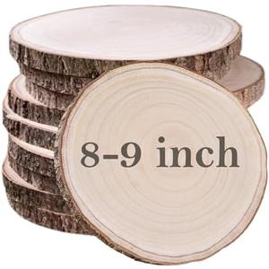 8 Pcs Natural Paulownia Wood Slices 8-9 Inches,Wood Slices for Centerpieces Table Decorations, Unfinished Rounds for Crafts, for Rustic Wedding Decoration Projects