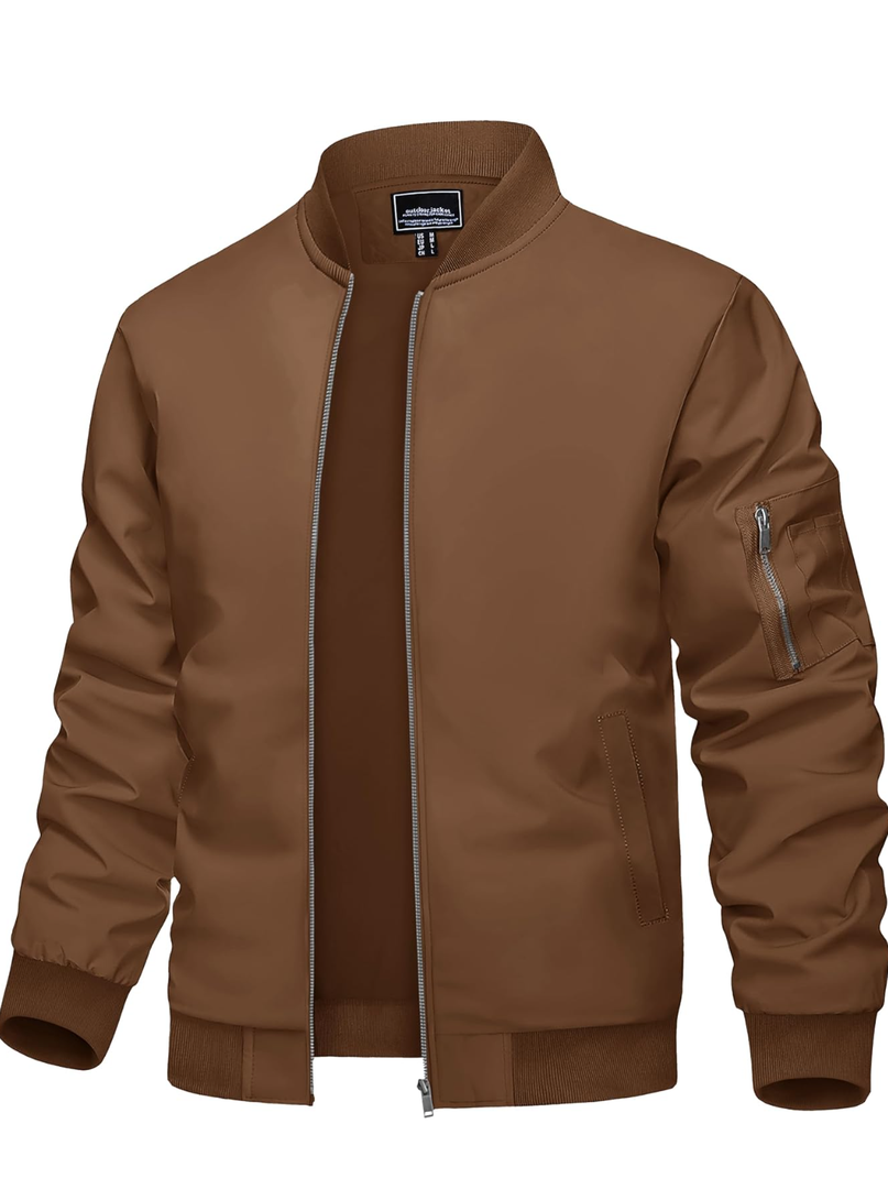 TACVASEN Men's Bomber Jacket Lightweight Casual Spring Fall Windbreaker Zip Up Coat with Pocket, Large