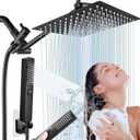 Rainfall Shower Head with Handheld Combo, Rain Shower Head with Handheld Spray 180 Adjustable with Extension Arm, 10 Inch&3 Spray Modes, Rain Shower Head Black - Easy To Install