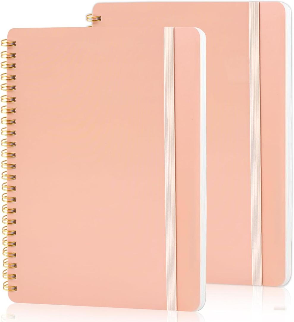 Utron Spiral Notebook For Women & Men, 2PCS Spiral Journal Notebooks, 5.9 x 8.3 College Ruled Notebook For Work Notes, Journal Writing, And Daily Life Entries (Pink)