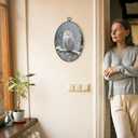 XBBMGG Winter Owl Wall Art Decor, Rustic Winter Bird Oval Wall Hanging Decor, Retro Cottagecore Farmhouse Snowy Owl Framed Canvas Prints for Living Room Bathroom Decorations, 8.6x11.4 inch