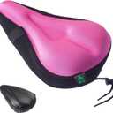 Zacro Bike Seat Cushion - Gel Padded Bike Seat Cover for Men Women Comfort, Extra Soft Exercise Bicycle Seat Compatible with Peloton, Outdoor & Indoor Bike Saddles (Pink)