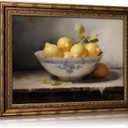 Vintage Gold Framed Kitchen Wall Art Retro Rustic Farmhouse Painting Canvas Picture Wall Decor Yellow Lemon Still Life Antique Fruit Poster PrintArtwork for Living Room Bedroom Home Decoration, 11"L x 9"W