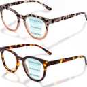 LianSan 2 Packs Progressive Multifocus Reading Glasses for Women - Ladies Near and Far Blue Light Blocking Computer Readers(Multicolor for 3ft,2.00x)