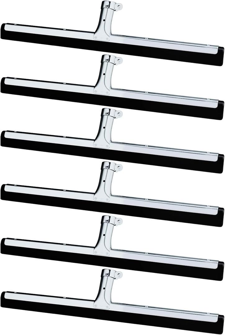 6pcs Double Foam Floor Squeegee 18 Inch Cleaning Squeegee Heavy Duty Rubber Broom Stainless Steel EVA Foam Blade Industrial Floor Scrubber for Garage Pool Concrete Window