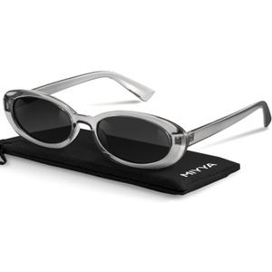 miyya Trendy Polarized Sunglasses Women, Oval Sunglasses for Women Men, Retro Sun Glasses for Women 2024, UV Protection (Silver/Dark Gray)