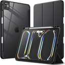 JETech Case for iPad Pro 11-Inch M4 2024 (5th Generation) with Pencil Holder, Clear Transparent Back Shell Slim Stand Shockproof Tablet Cover, Auto Wake/Sleep (Black)