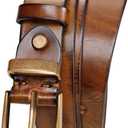 JASGOOD Women Belt Genuine leather Belt with Vintage Metal Buckle,Ladies Full Grain Leather Belt for Jeans Pants (Brown, Medium)