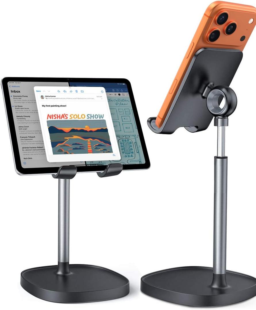 LISEN Cell Phone Stand Adjust for iPhone Phone Holder for Desk, Office Desk Accessories PC Gaming Gifts for Her Essentials Kitchen Gadgets Fit Telephone OtterBox Case Switch iPad Air Tablet 4-10 in (BLACK) LISEN Cell Phone Stand Adjust for iPhone Phone Holder for Desk, Office Desk Accessories PC Gaming Gifts for Her Essentials Kitchen Gadgets Fit Telephone OtterBox Case Switch iPad Air Tablet 4-10 in (BLACK)