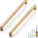 Ravinte 5 Pack Champagne Bronze Cabinet Handles 10 Inch Hole Center Stainless Steel Kitchen Square Cabinet Pulls for Dresser Drawer Cupboard Handles with Screwdriver