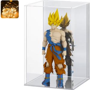 LASOA Acrylic Display Case for Collectibles Clear Display Box with Mirrored Back and Base, Self-Assembly Small Showcase for Figurines, Models, and Memorabilia, 4x4x6inch