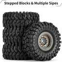 INJORA Black Coating Brass 1.0 Beadlock Wheel Tires Set for Axial SCX24 AX24 TRX4M FCX24 Upgrade 1/24 1/18 RC Crawler CarGrey