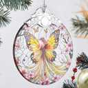 2 x Butterfly Fairy Christmas Ornament - Stained Glass, Tree Decor, Gift Exchange Idea