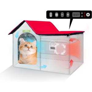 Electric Cooling House for Cat Heated Cat Bed & Cooling Cat Cave - Air-Conditioned Cat House with Smart Thermostat, Season Hot Summers & Cold Winters, Easy to Clean & Portable