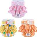 Washable Dog Diapers Female 3 Pack Reusable Highly Absorbent Puppy Diapers, Premium Doggie Diapers, Durable Leak-Proof Dot Doggy Diapers for Period Heat Incontinence Potty Training, L