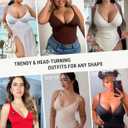 FeelinGirl Shapewear Bodysuits for Women Tummy Control Body Suits Deep V Neck Thong Body Shaper, Small