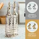 COOK WITH COLOR Glass Olive Oil Bottle Dispenser - 2 Pack- 17oz Oil and Vinegar Cruet - Olive Oil Carafe Decanter for Kitchen, Checkered, Brown