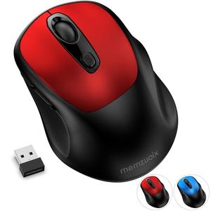 memzuoix Wireless Mouse, 2.4GHz Nano Receiver, 3 DPI Levels (800/1200/1600), 6 Buttons, Compatible with PC/Mac/Laptop - Red