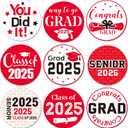 Chinco 504 Pieces 2025 Graduation Stickers Congrats Grad Senior Class of 2025 Party Favor Candy Labels Chocolate Stickers for 2025 High School College Doctorate Graduation Celebration(Red)