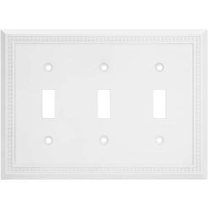 Henne Bery Sunken Pearls Heavy Duty Decorative Wall Plate Switch Plate Outlet Cover (Triple Toggle, White)