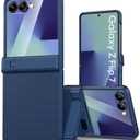 Vihibii for Samsung Galaxy Z Flip 7 Case Slim with Stand & Rugged Hinge Protection & Outer Screen Protector & Non-Slip Texture, Shockproof Protective Cover Phone Case for Galaxy Z Flip 7 5G 2025, Blue