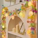 Easter Garland Lighting Decor Glitter Tinsel Spring Garland 6Ft 10 Easter Egg Lights String Decorations for Tree Mantle Fireplace Bedroom Office Classroom Party Garland Eggs Lights String