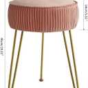 IBUYKE Velvet Vanity Stool Ottoman, Round Footrest Chair, Makeup Dressing Table Seat, Pouf Couch Stool, for Living Room, Golden Steel Legs, Pink LG-30P