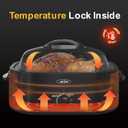 Sunvivi Roaster Oven, Electric Roaster Oven with Self-Basting Lid, 24lb 20-Quart Turkey Roaster with Unique Defrost/Warm Function, Large Roaster with Removable Pan & Rack, Stainless Steel, Black