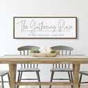 TQianJiang Dining Room Wall Decor The Gathering Place Sign 24"×10" With Sit Long Talk Much Laugh Often Sign Gathering Plaque for Kitchen Large Rustic Farmhouse Wood Framed Wall Hanging (Black)