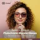 Goiteia FL-Rose Migraine Glasses Photosensitivity Glasses, Indoor & Outdoor Glasses for light Sensitivity/Photophobia,UV 400 Protection,Spring Hinges for Better Comfort