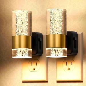 DALUXshop LED Night Lights Plug into Wall 1-Pack, 3000K Plug in Night Light Dusk to Dawn Sensor, Adjustable Brightness, Wall Sconce-Style Auto-On/Off Nightlight for Bedroom, Bathroom, Hallway, Kitchen