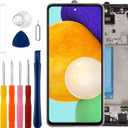 [Supports Fingerprints] [with Frame] Duotipa New OLED LCD Display Touch Screen Digitizer Assembly Replacement for Samsung Galaxy A52 5G with Technical Repair Tools Kit-Black.