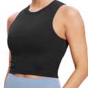 Natural Feelings Nudi Sports Bras for Women Removable Padded Yoga Tank Tops Sleeveless Fitness Workout Crop Tops (Black, M)