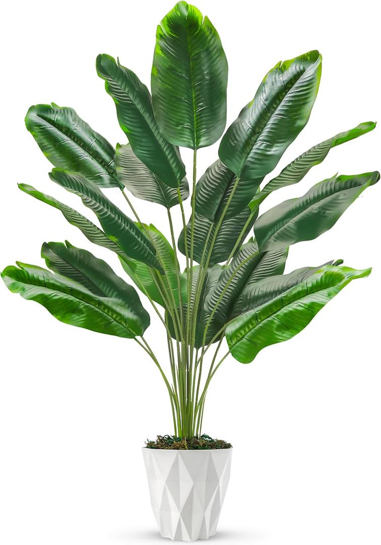 Der Rose Tall Fake Plants 28" Artificial Potted Tropical Faux Plants Banana Tree Indoor for Home Office Living Room Balcony Decor