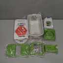 Mueller Pro-Series All-in-One, 12 Blade Mandoline Slicer for Kitchen, Food Chopper, Cucumber Slicer and Spiralizer, Cutter, Dicer, Grater, Gifts for Mom, Kitchen Essentials, White Sand/Green