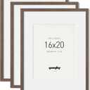 Yaetm 16x20 Picture Frame with Mat for 11x14 - Solid Walnut Wood 16 x 20 Frame for Poster & Art Print, Lightweight, Horizontal and Vertical Wall Hanging for Photo Gallery (Pack of 3, Walnut)