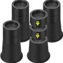 4 Pack Bed Risers 8 Inch Heavy Duty, Adjustable Furniture Risers Lift Height 7.6", 5.8", 4" for Table Desk Couch Chair Sofa Cabinet Bed Frame Dorm, Round Stackable Table Leg Risers, Black