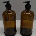 Vine Creations Amber Glass Soap Dispenser, 2 Pack Kitchen Soap Dispenser Set with Rustproof Pump, 16 oz Dish Soap and Hand Soap Dispensers for Bathroom with Waterproof Labels,  Amber Bottle / Black Pump