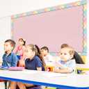Mixweer Watercolor Rainbow Pastel Scalloped Bulletin Board Border 65.6 Feet Classroom Borders Poster Chalkboard Border for School, Classroom, Home Decoration