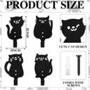 4 Pcs Cute Cat Metal Hooks Wall Mount Iron Black Decorative Wall Mounted Coat Hooks Cute Animal Key Hanger Decor Cat Lover Gifts for Clohes, Towels, Hats