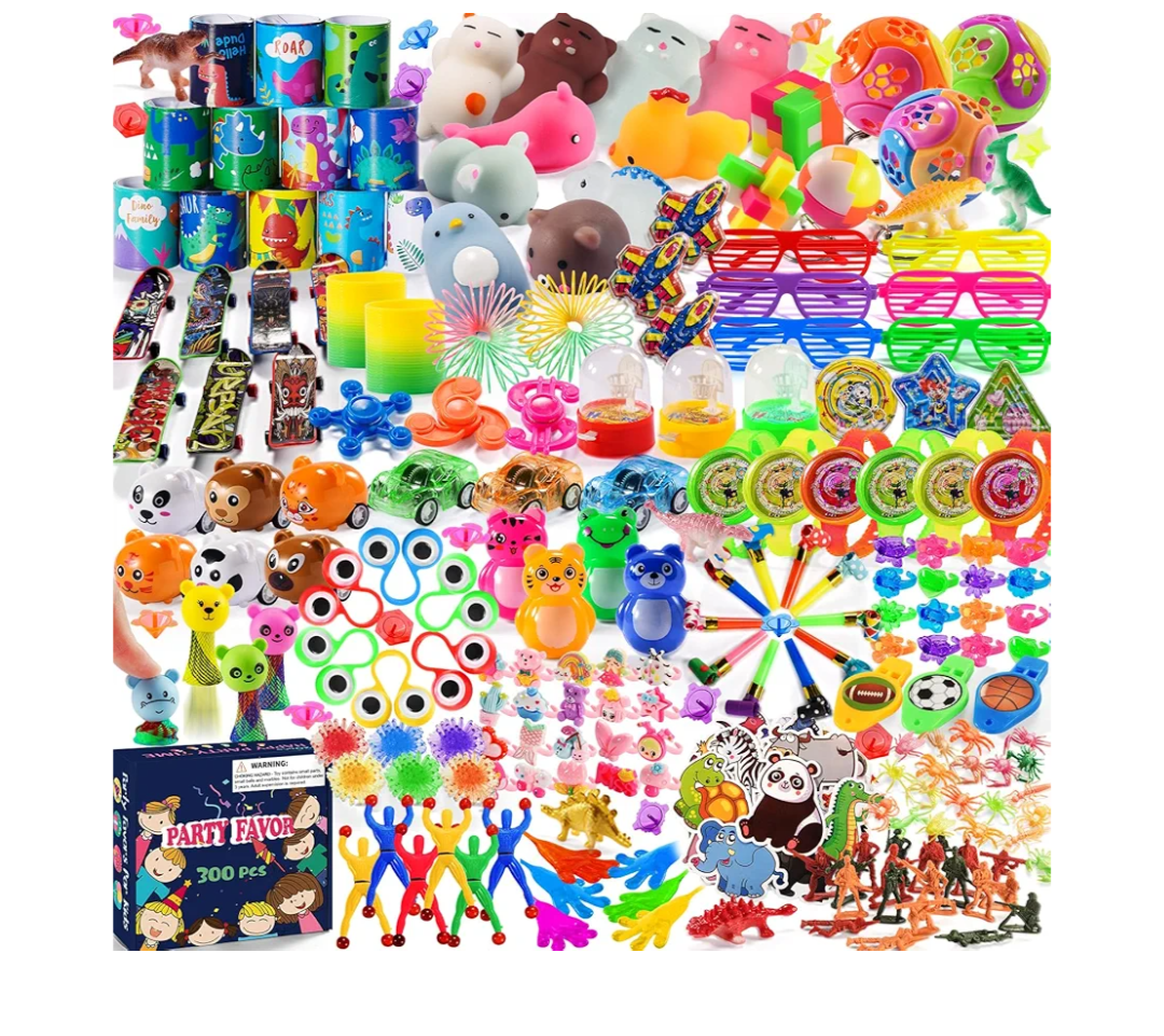 300 PCS Party Favor for Kids Goodie Bags Stuffers, Prize Box Toys for Kids Classroom Bulk, Small Fidget Toys Pinata Egg Fillers, Treasure Chest for Students Rewards, Carnival Prizes, Birthday Gifts