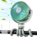 Momcozy 8000mAh Portable Stroller Fan, 27H Ultra-long Battery Life Detachable 4 Speed 360Rotate LED Night Light with 2 Modes, USB Rechargeable Handheld Cooling Fan for Travel/Car Seat/Bedroom