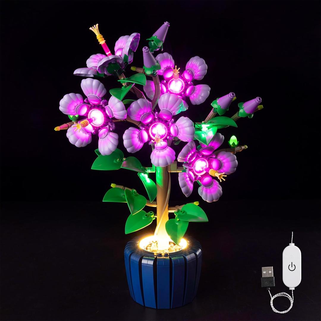 Kyglaring LED Light Kit Compatible with Lego Hibiscus Flower Plant 10372 Building Set - Upgraded Touch Control & Dimming (Lights Only, Model Not Included)