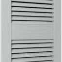 14 1/2"W x 39"H Lifetime Vinyl, Standard Cathedral Top Center Mullion, Open Louver Shutters, w/Installation Shutter-Lok's & Matching Screws (Per Pair), Platinum, 14.5-in. W x 39-in. H