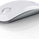Bluetooth Wireless Mouse - (BT5.1+USB) Slim Dual Mode Computer Mice with Quiet Click, Low Power, and 1600 DPI, Portable Cordless for MacBook, Laptop, iPad Pro/Air, Chromebook (White)