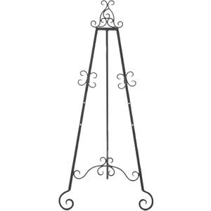 Deco 79 Metal Scroll Display Easel Large Adjustable 3 Tier Floor Standing Easel with Chain Support, Display Stand 21" x 22" x 46", Black