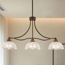 3-Light Oil Rubbed Bronze Pendant Light for Kitchen Island Antique Dome Hanging Light Fixture Brushed Bronze Dinner Room Light with Crystal Glass Adjustable Pendant Lamp for Bedroom Hallway Entryway