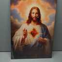 Sacred Heart of Jesus Wall Art Picture Divine Mercy Picture Canvas Wall Decor Christian Religious Christ Jesus Portrait Poster Prints Artwork for Living Room Bedroom Room Office Home Decoration 16"L x 24"W